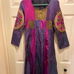 Vibrant stunning Indian kurta outfit S in pure silk